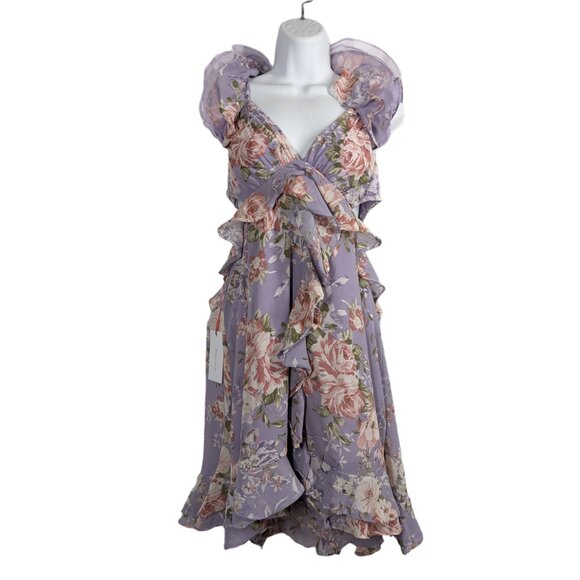NWT Rosevelt Purple Floral Ruffle Mini Dress Size 1x Plus Size - Picture 8 of 11